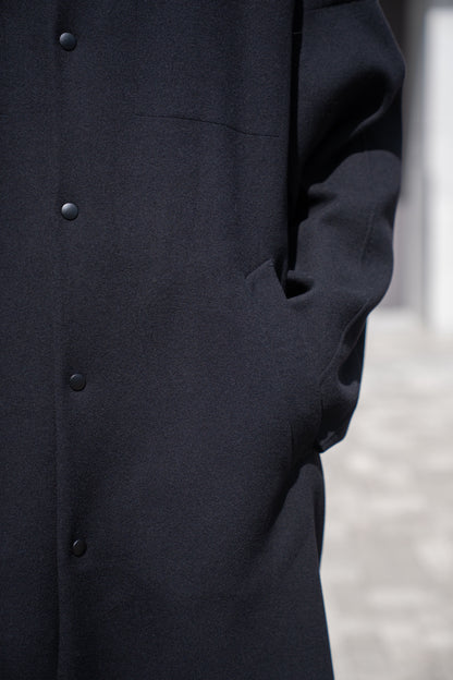 Wool melton double face rever stadium coat