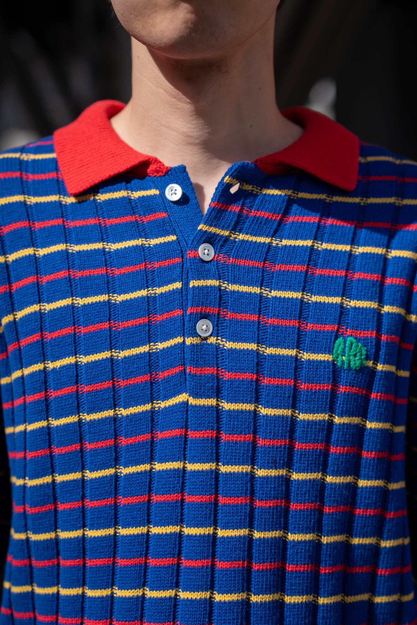 KNITTED CROPPED POLO SHIRT