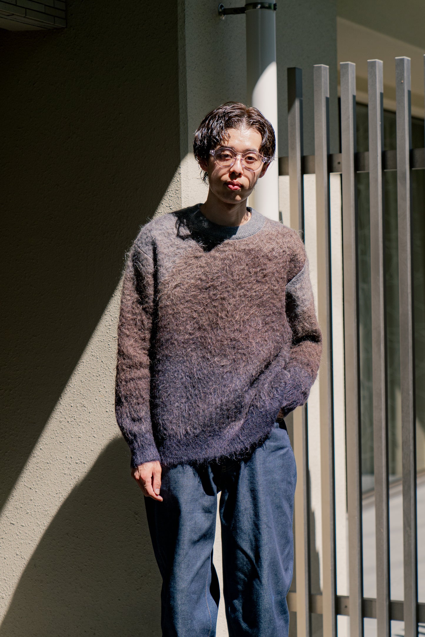 GRADATION MOHAIR KNIT LS