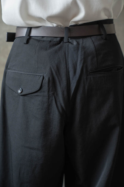 Gather-detail wool gabardine pants