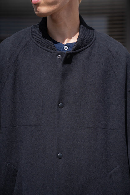 Wool melton double face rever stadium coat