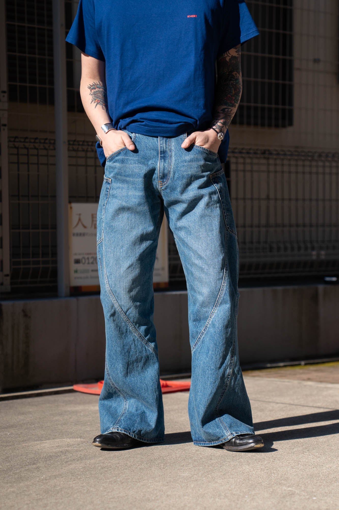 3D Cutting Denim Pants