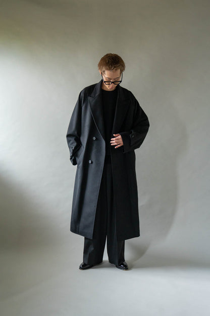 WOOL CASHMERE OVERSIZED PEAK LAPEL CHESTER COAT(ST.1533)