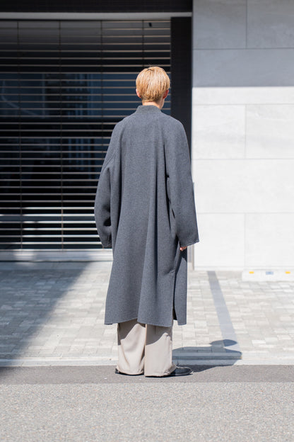 Wool melton double face rever stadium coat