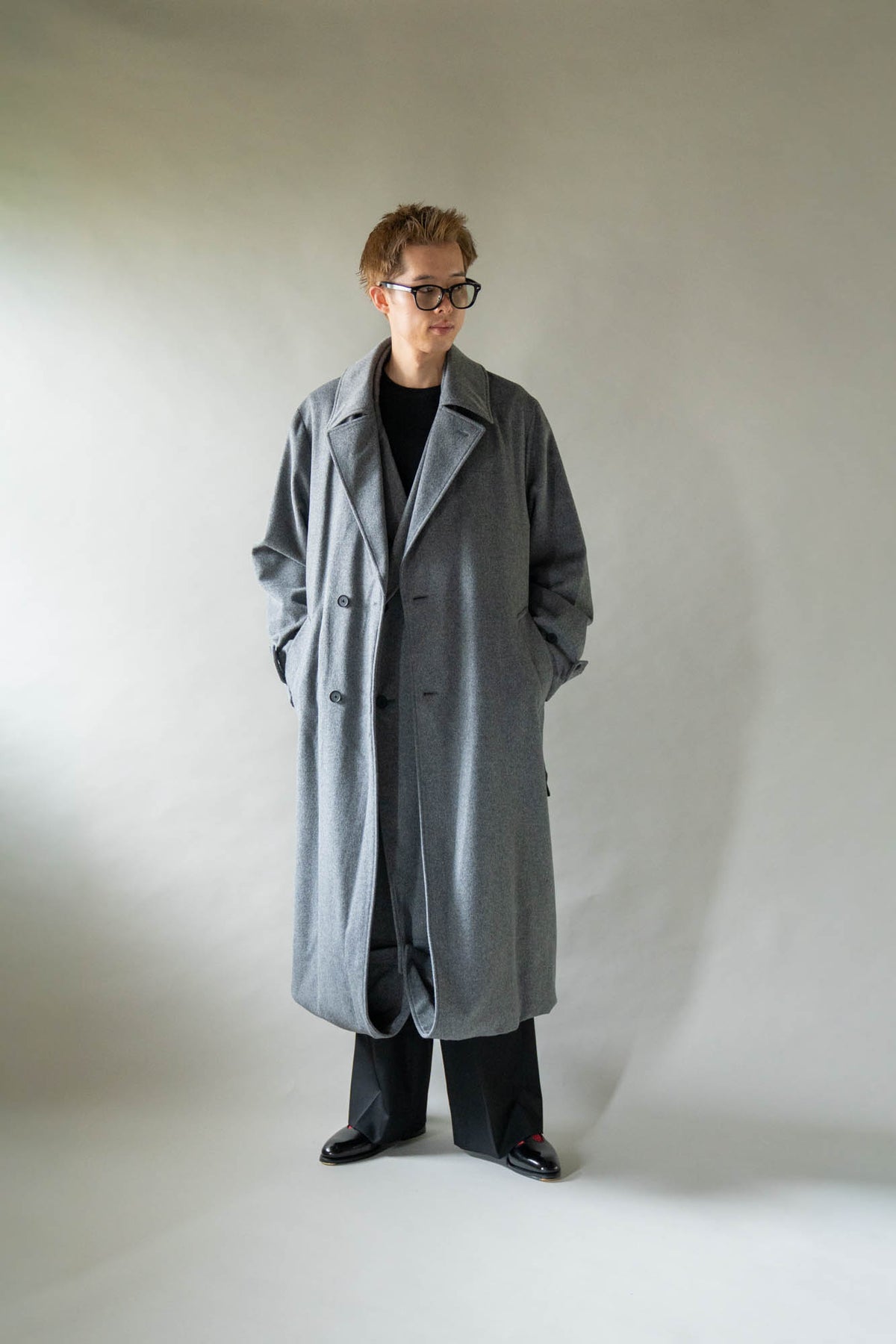 WOOL CASHMERE LAYERED COMBINATION COAT(ST.1539)