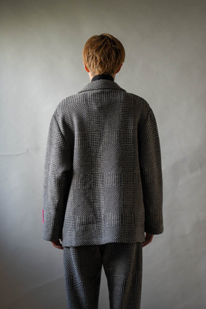 Knitted Tweed Check Tailored Jacket