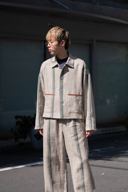 FLLOWER SAK LINEN STRIPE JACKET