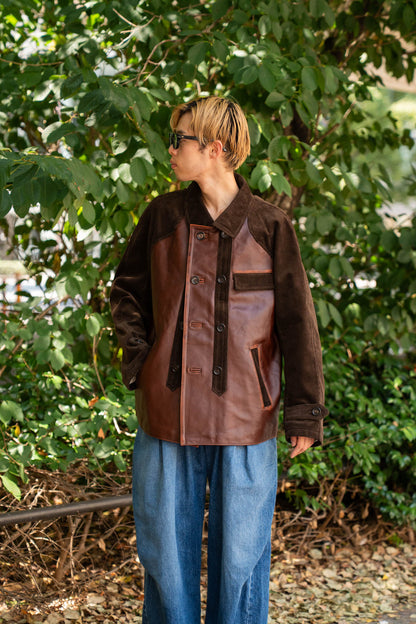 Combination leather jacket