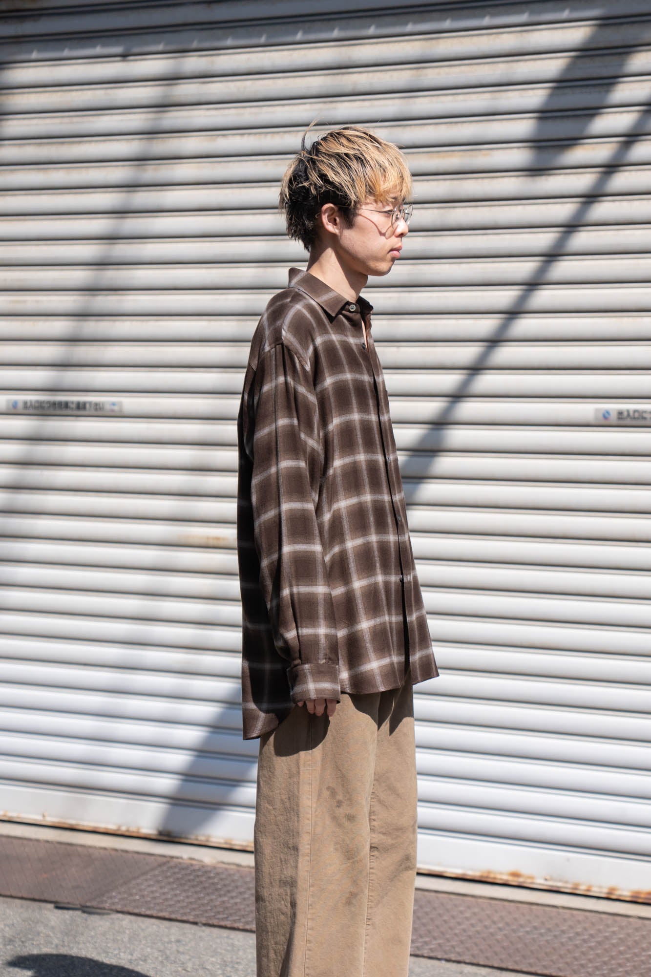 LY/VIS CHECK OVERSIZED LS SHIRT(ST.1461)
