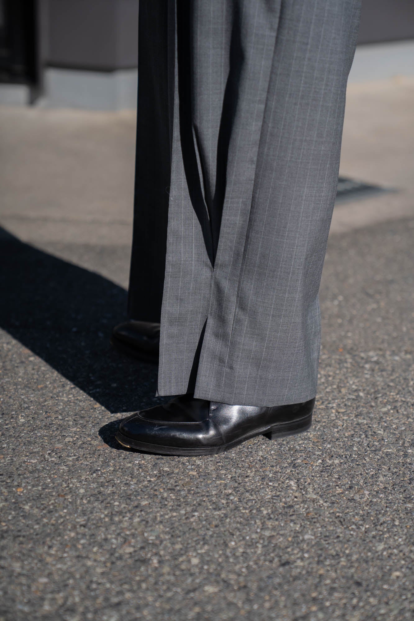 Pleated Stripe Summer Wool Pants