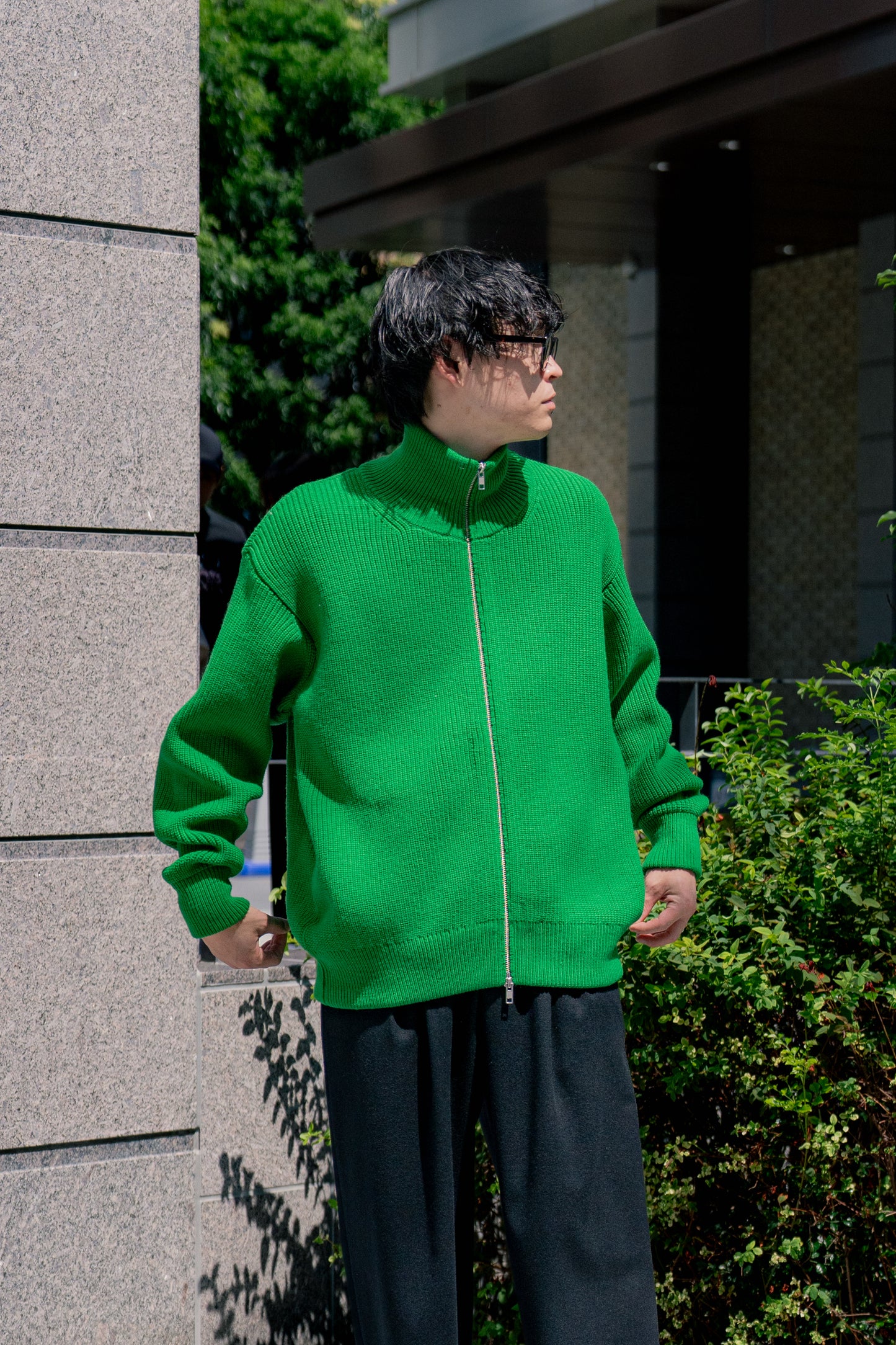 OVERSIZED DRIVERS KNIT ZIP JACKET