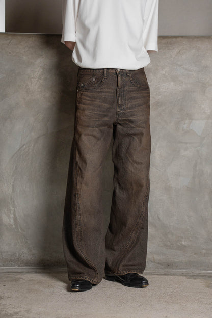3D TWISTED WIDE LEG JEANS