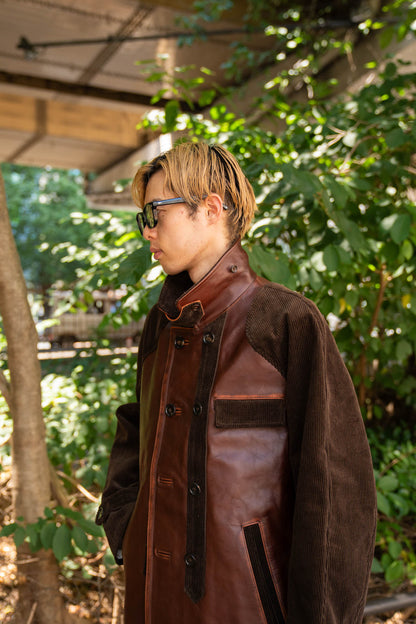 Combination leather jacket