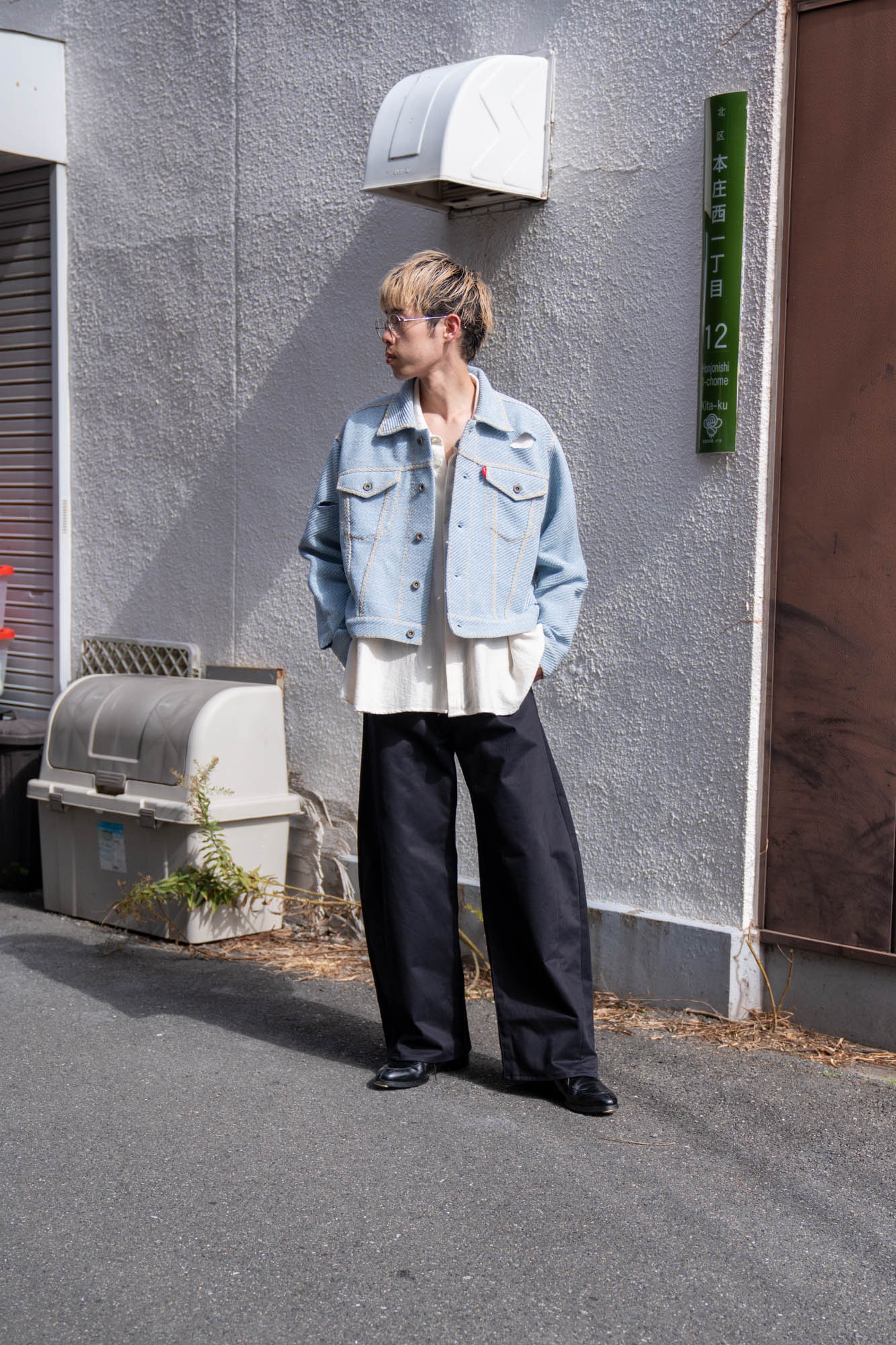 Knitted Denim Jacket with Hand Stitching