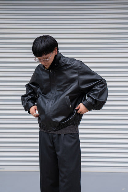 MOUTON COLLAR SHEEP LEATHER ZIP JACKET(ST.1216)