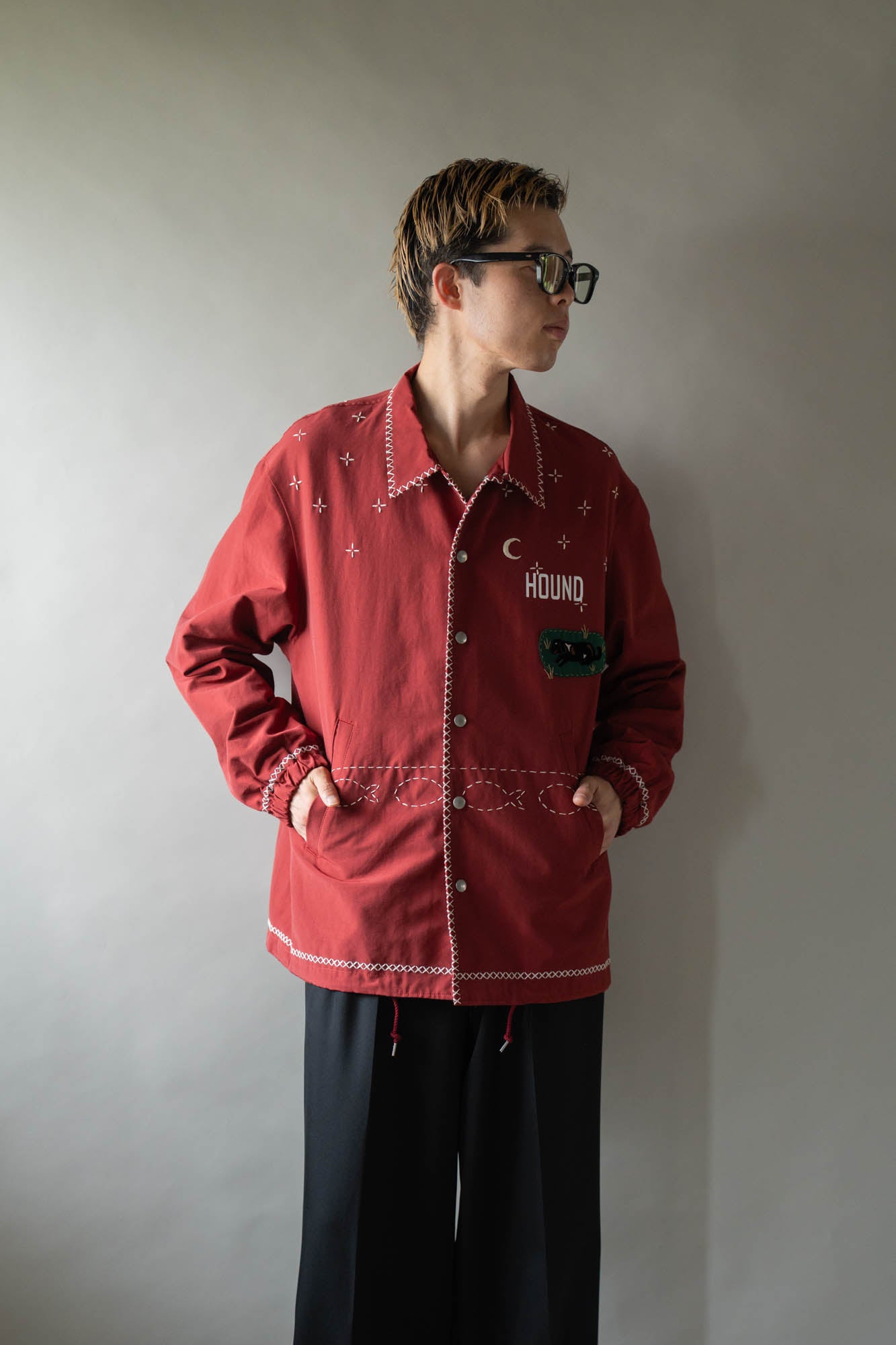 Cross-stitch coach jacket