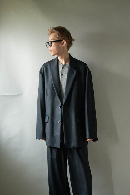 WOOL FLANNEL OVERSIZED SINGLE BREASTED JACKET(ST.1593)