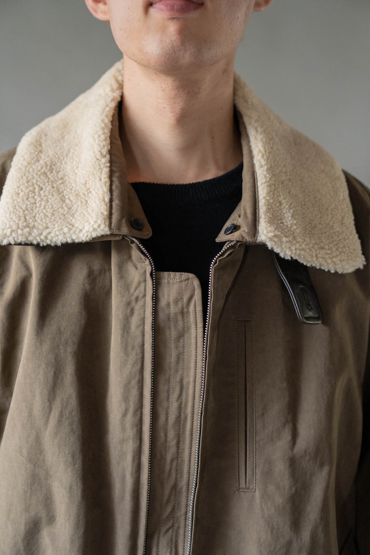 DETATCHABLE COLLAR RESIN-FINISH COTTON JACKET(ST.1576)