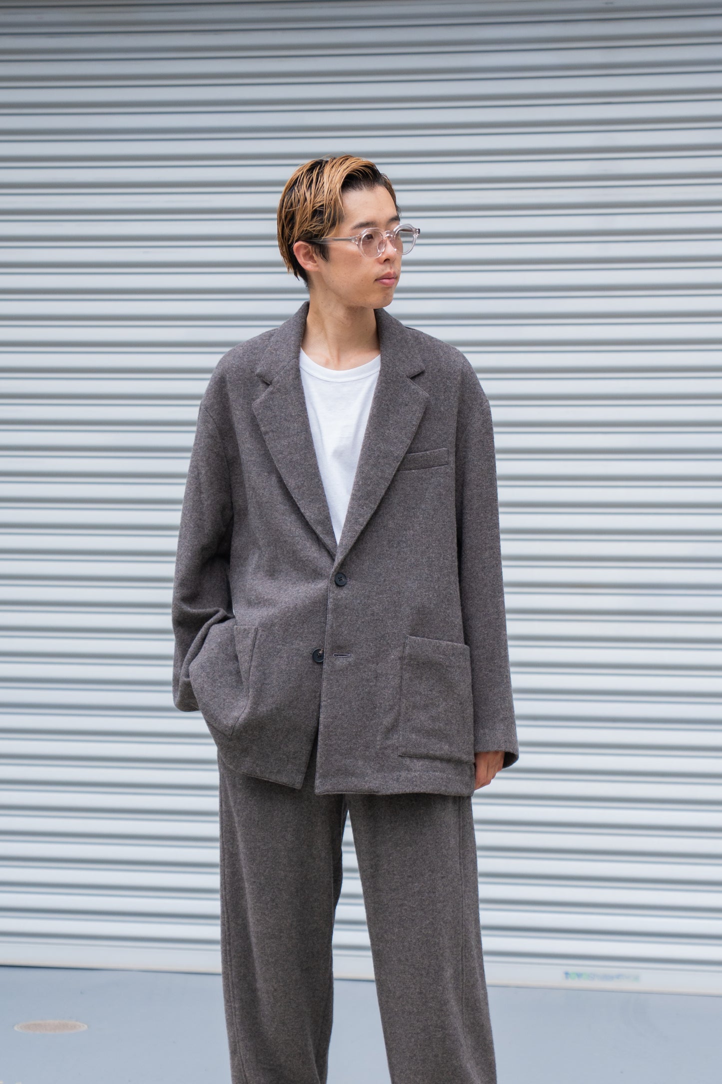 WOOL/CASHMERE FLEECE SINGLE BREASTED JACKET(ST.1268)