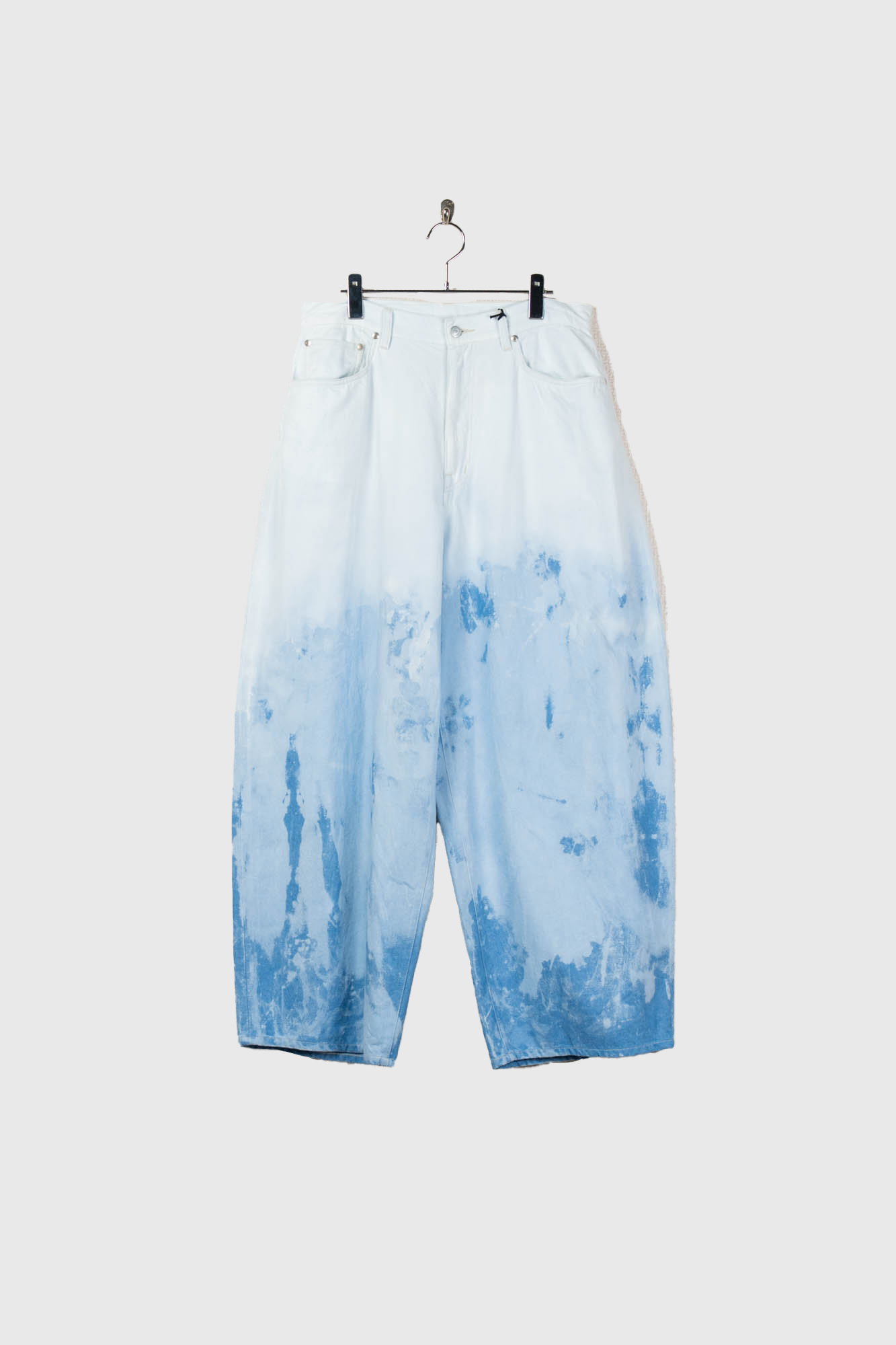 Shibori-bassen barrel denim pants