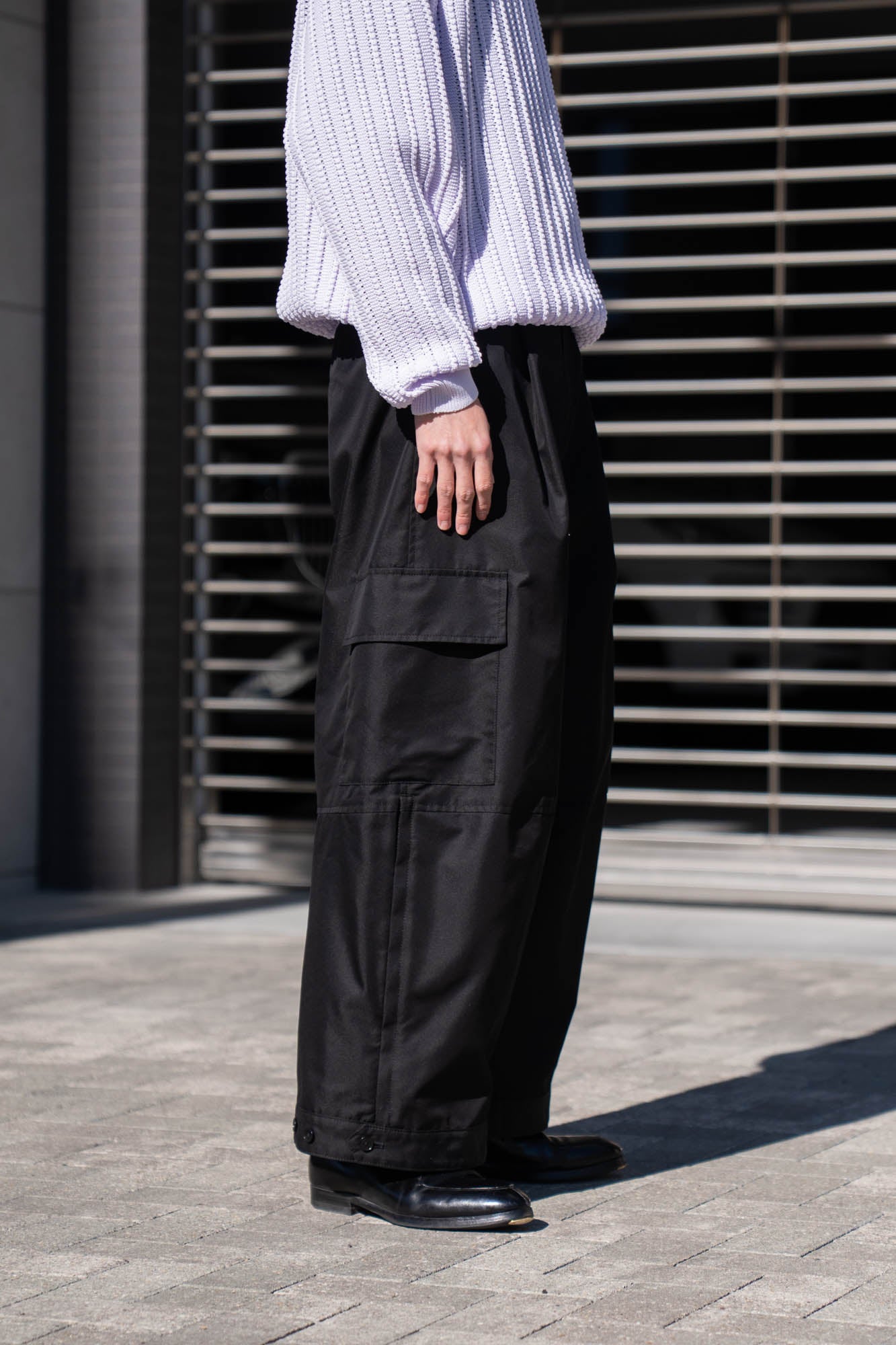 Giza cotton cargo tuck pants
