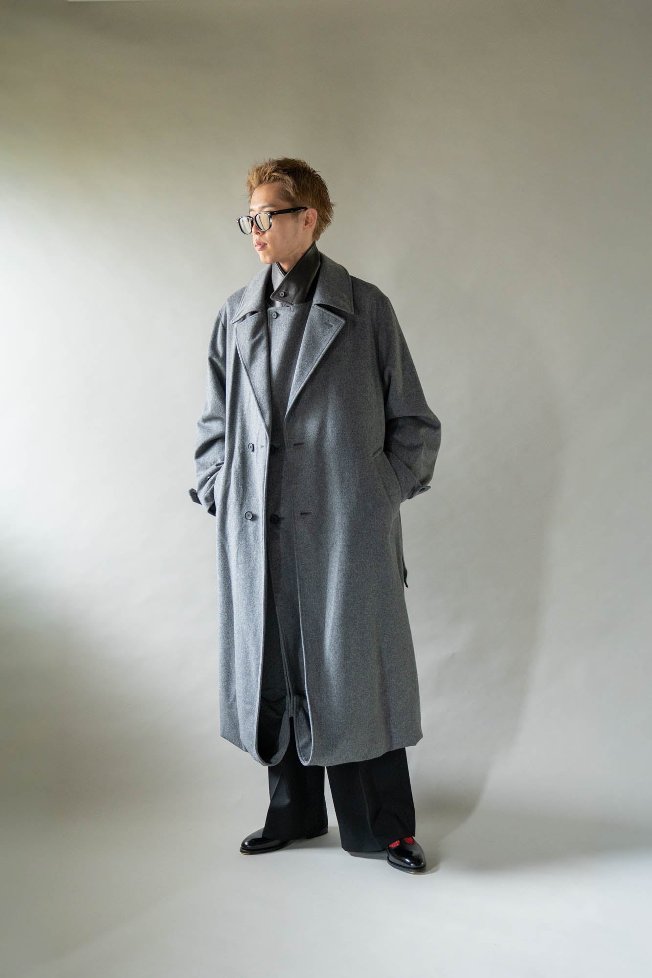WOOL CASHMERE LAYERED COMBINATION COAT(ST.1539)