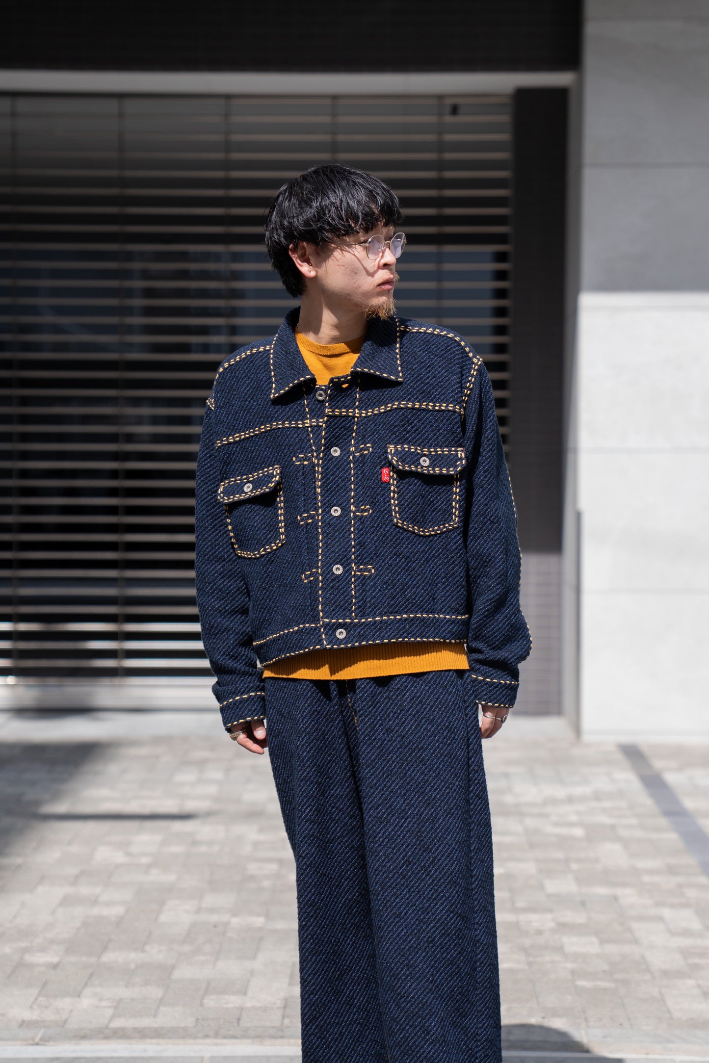 Hand Stitched Rigid Denim Knit Jacket