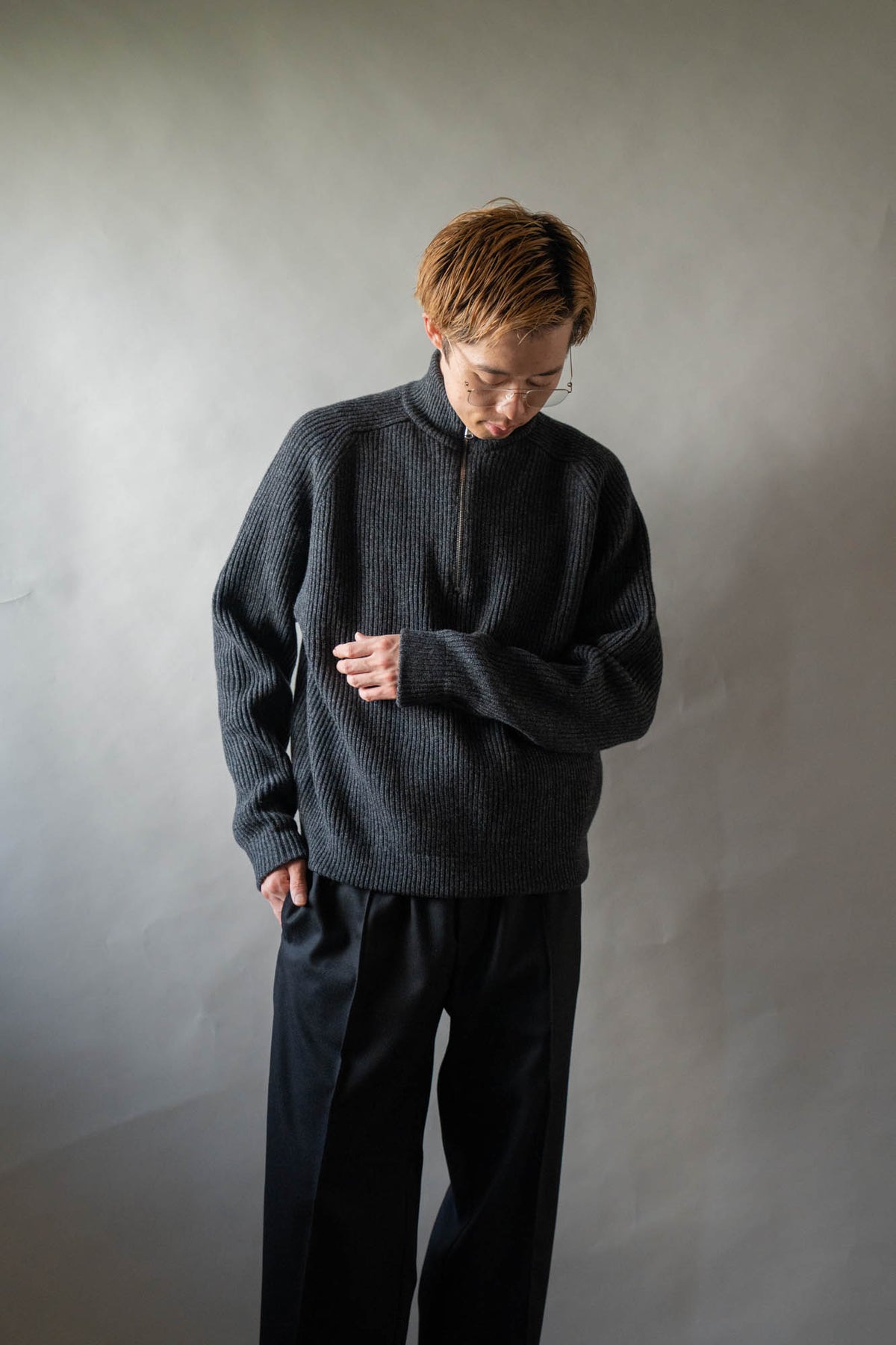 HALF ZIP RIBBED JUMPER