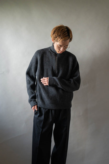 HALF ZIP RIBBED JUMPER