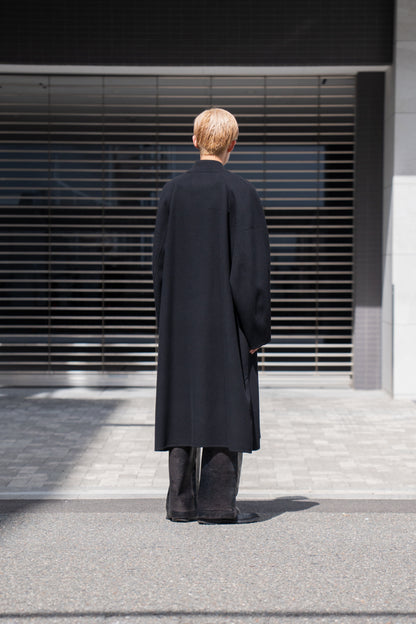 Wool melton double face rever stadium coat