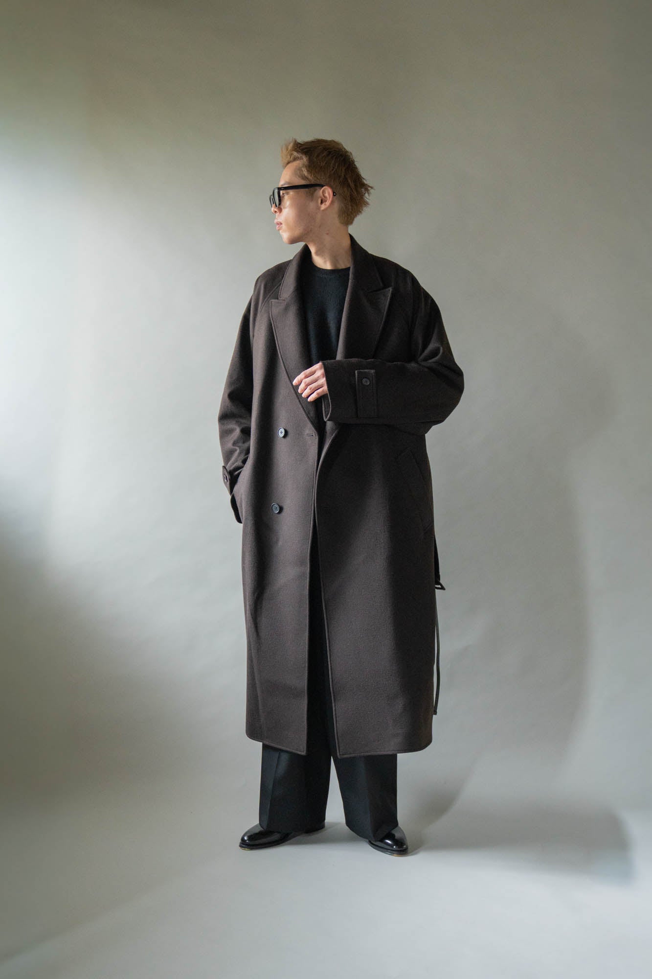 WOOL CASHMERE OVERSIZED PEAK LAPEL CHESTER COAT(ST.1533)