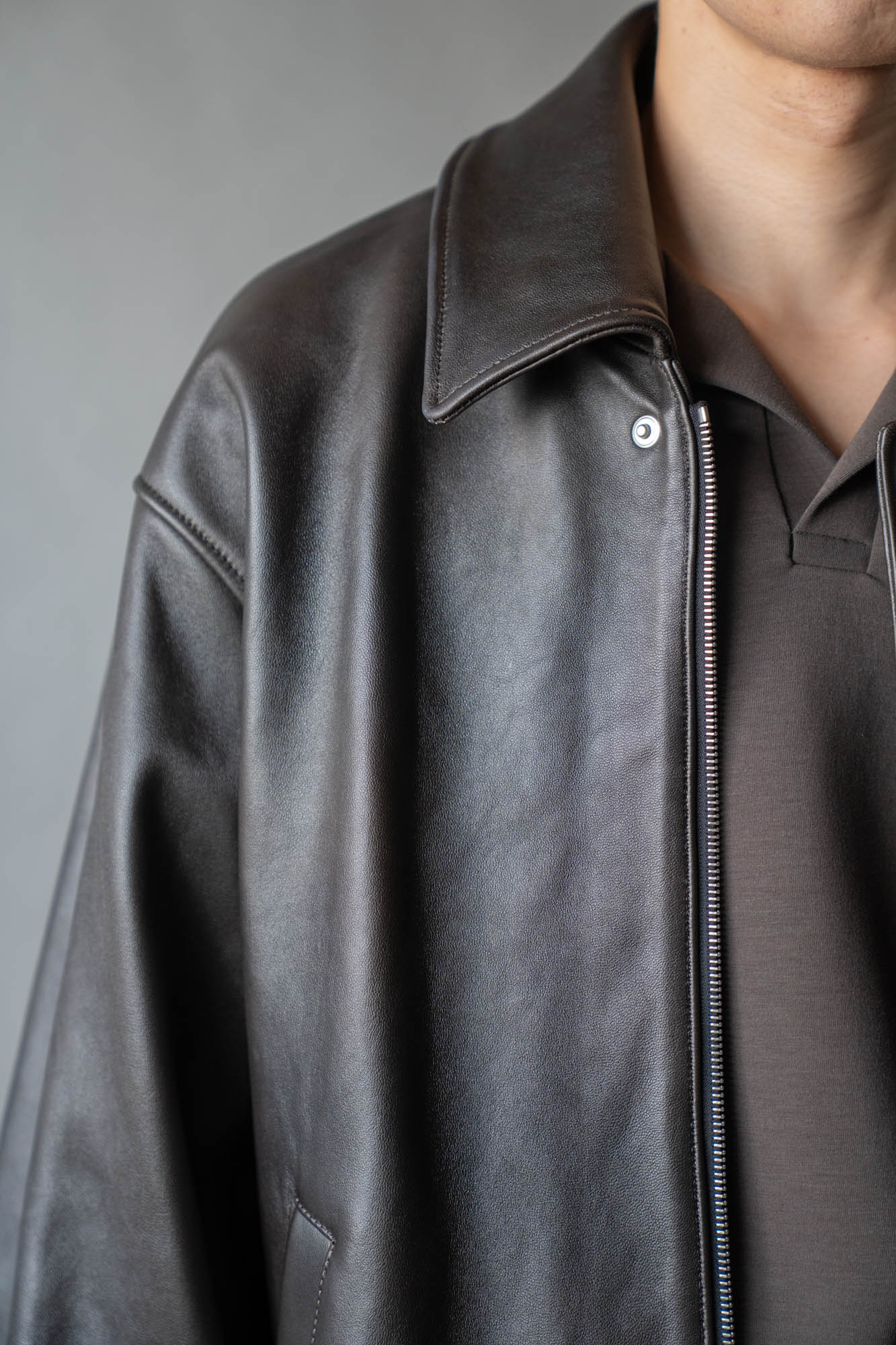 SHEEP LEATHER ZIP SHORT JACKET(ST.1555)