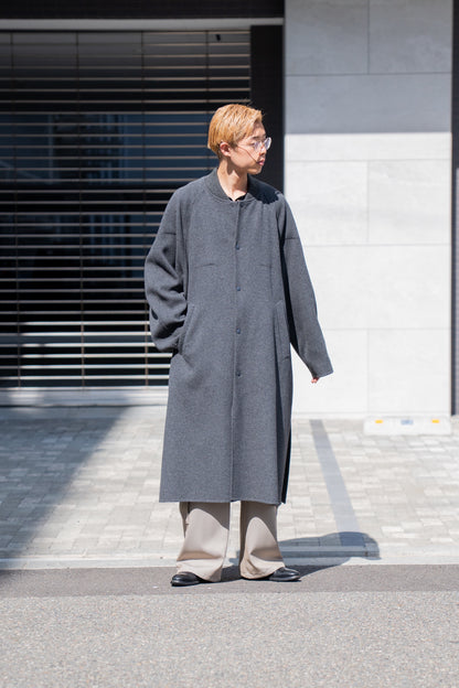 Wool melton double face rever stadium coat