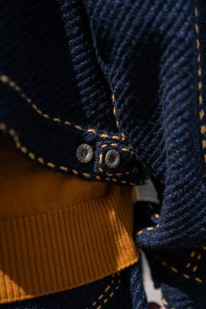 Hand Stitched Rigid Denim Knit Jacket