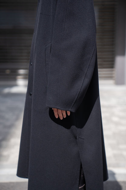 Wool melton double face rever stadium coat