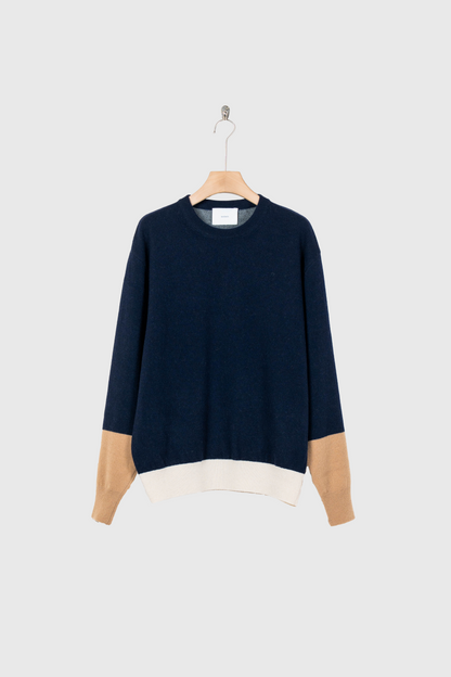 EXTRA FINE WOOL KNIT COLOR BLOCK LS(ST.1479)