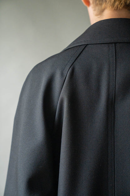 Wool Gabardine Trench Coat In Black