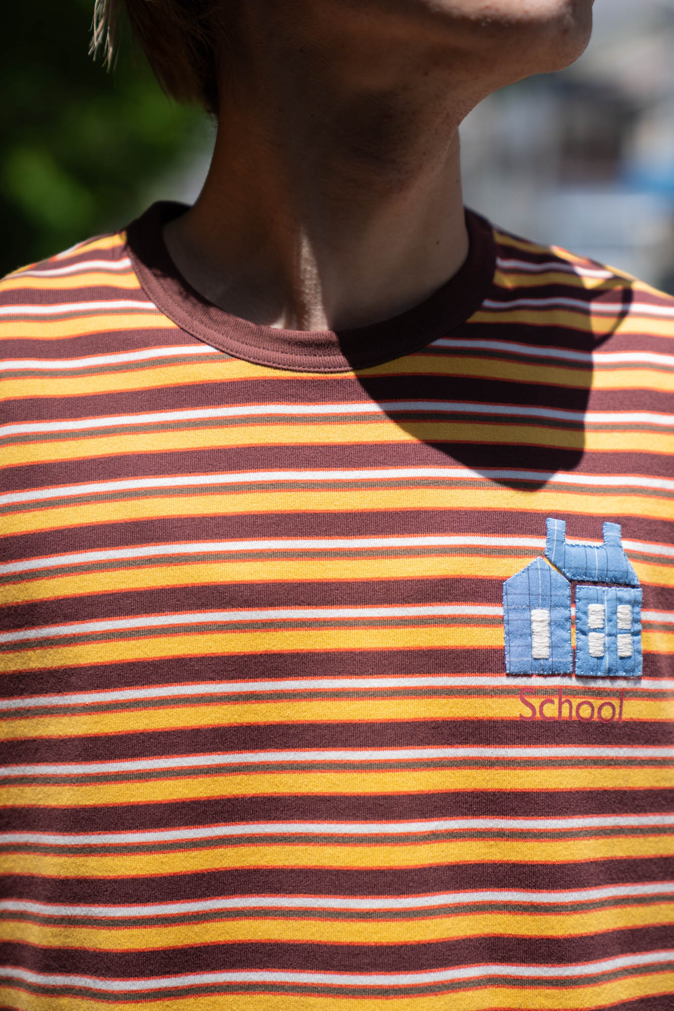 Hand-Embroidered Stripe T-Shirt