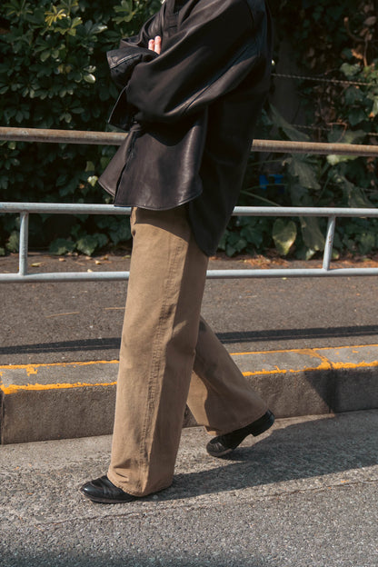 SULFUR DYED OXFORD VINTAGE WIDE PANTS(ST.1395)