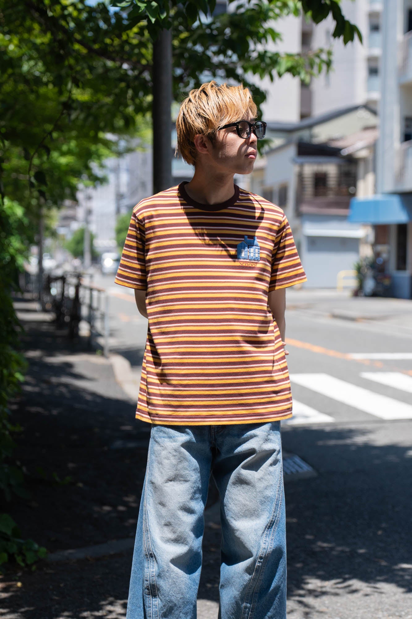 Hand-Embroidered Stripe T-Shirt