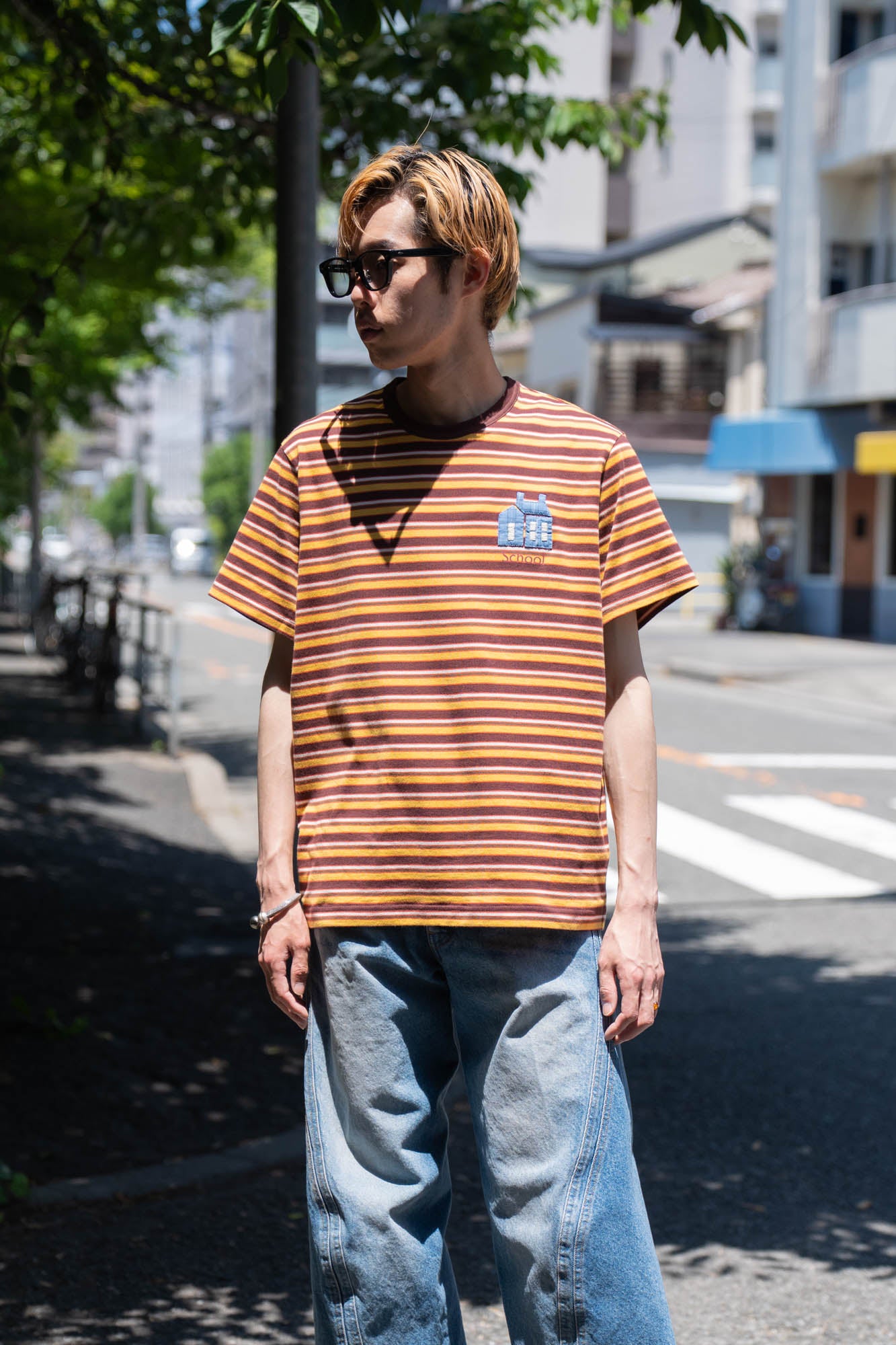 Hand-Embroidered Stripe T-Shirt