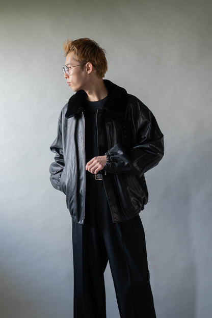 MOUTON COLLAR CALF ZIP JACKET(ST.1549)