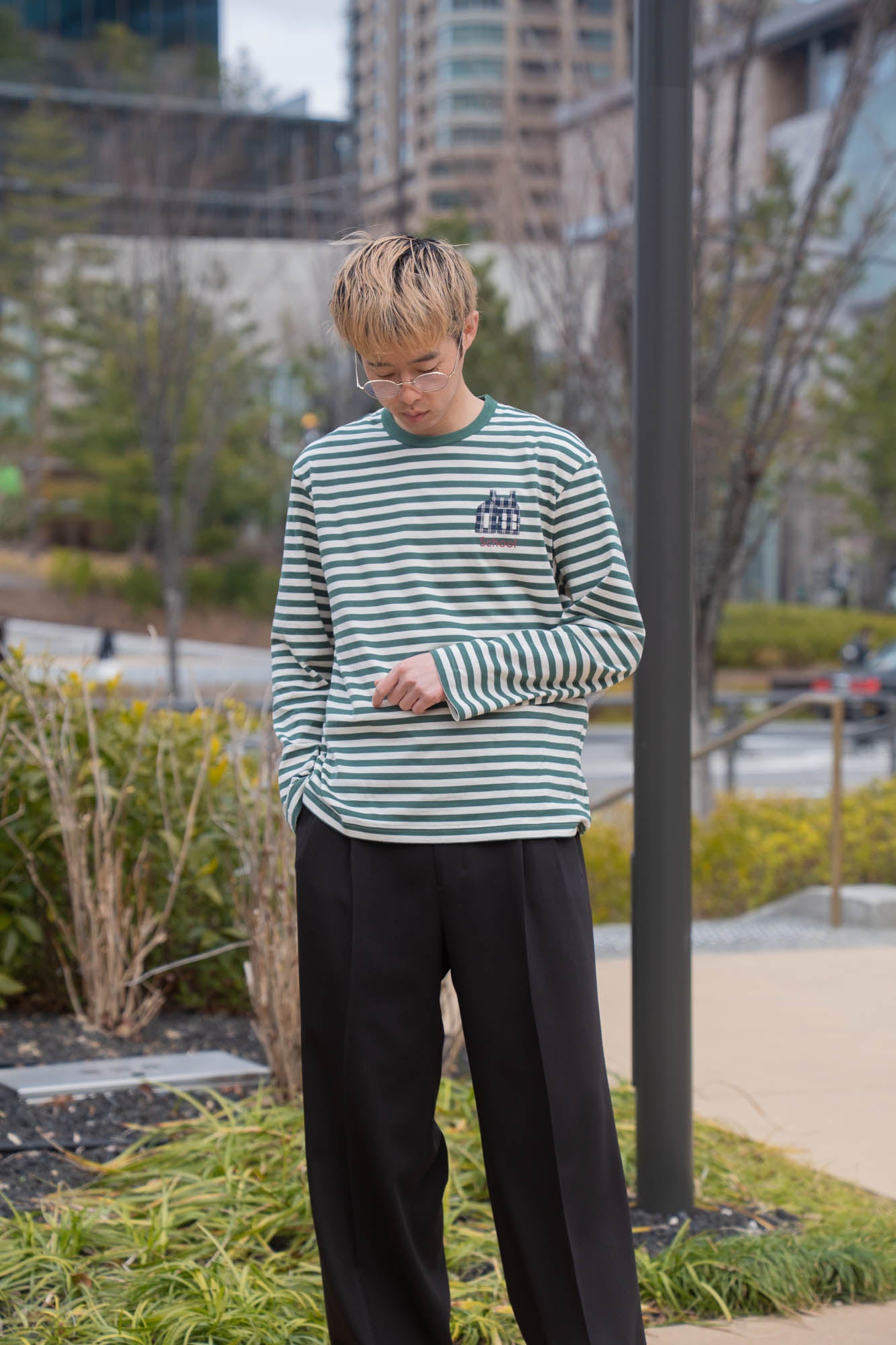 sign別注 Hand-Embroidered Stripe Long Sleeve T-Shirt