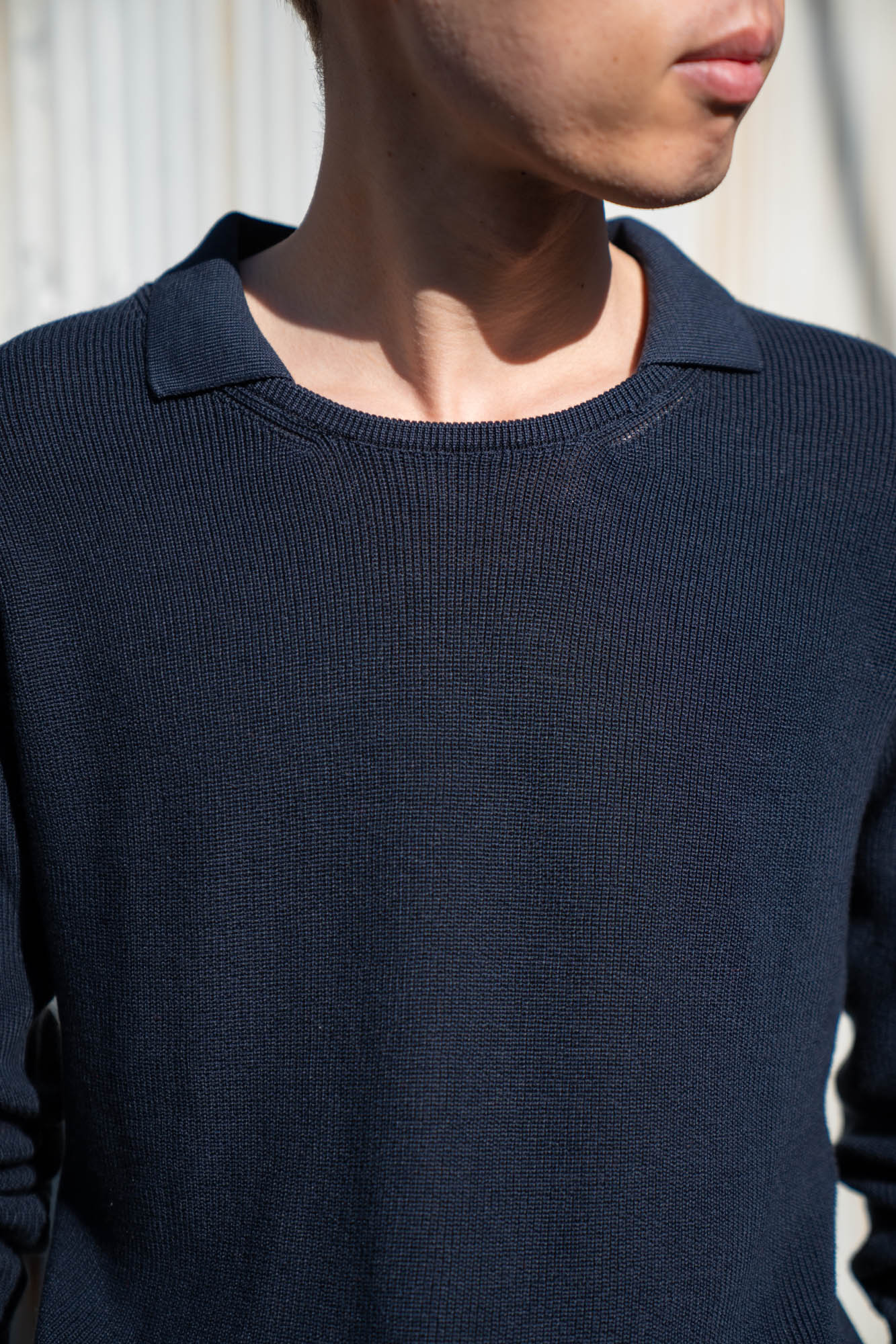 Roll Up Patched Knit in Marcerized Cotton