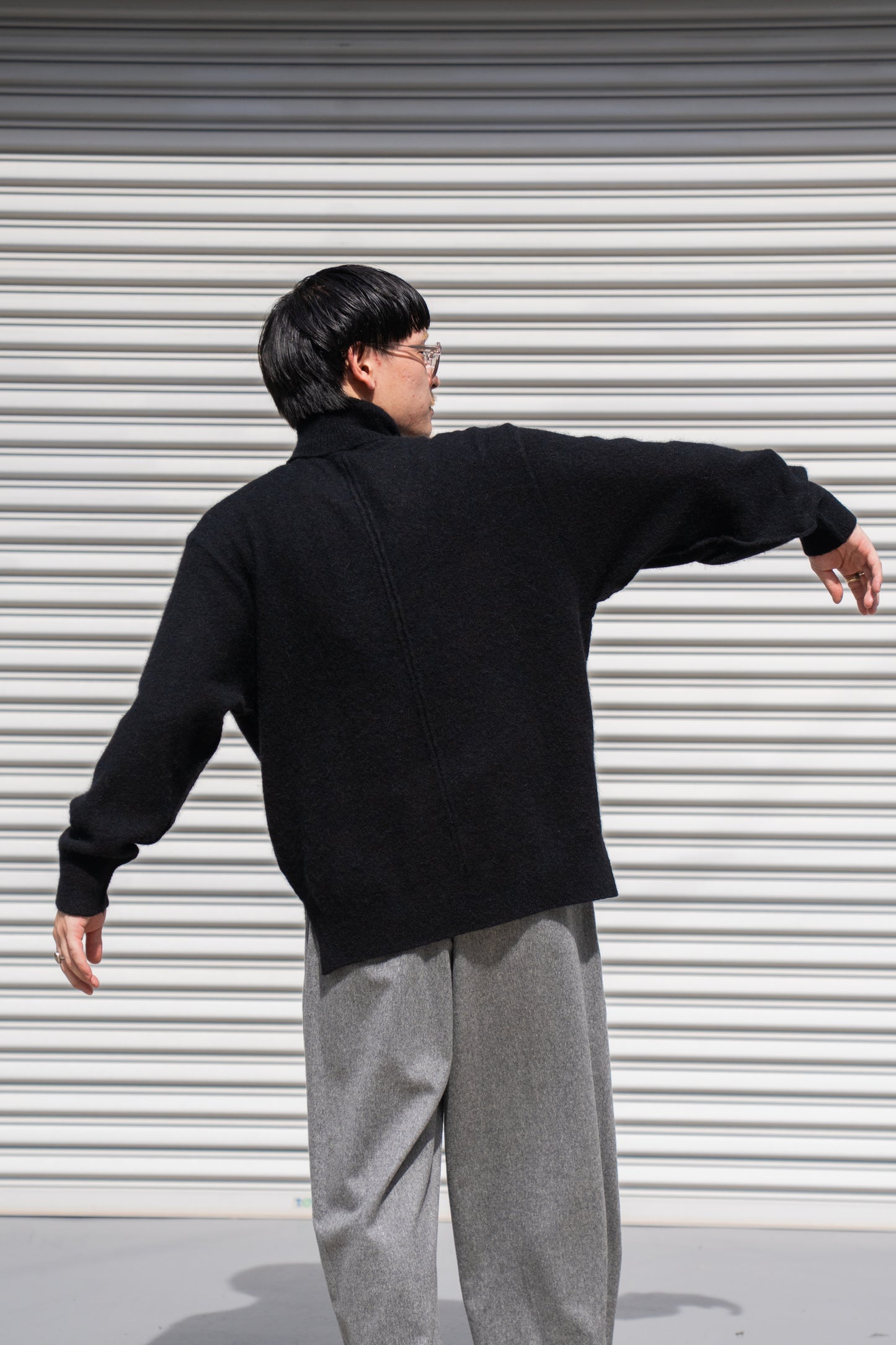 WOOL/ALPACA KNIT LOOSE TURTLE NECK PO(ST.1295)