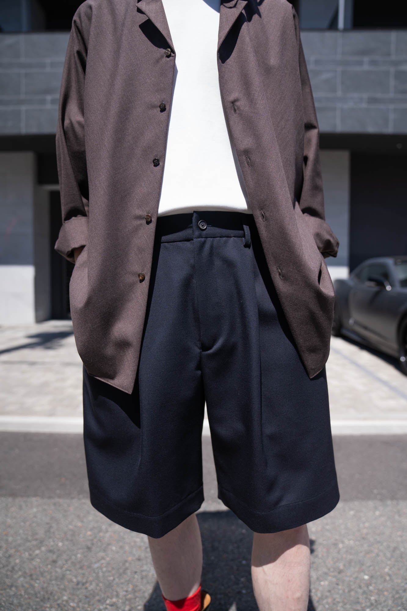 WOOL KERSEY WIDE EASY SHORT TROUSERS(ST.1436)