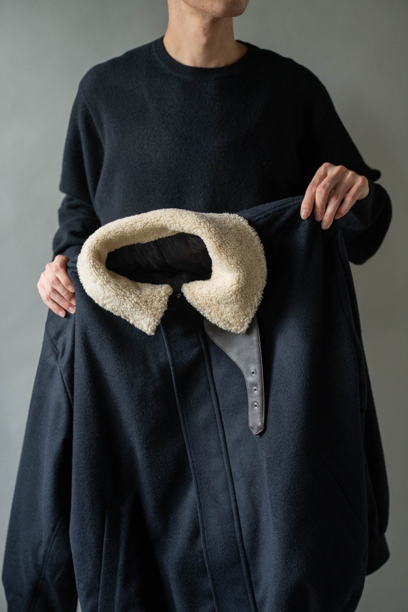 MOUTON COLLAR WOOL CASHMERE PADDED JACKET(ST.1546)