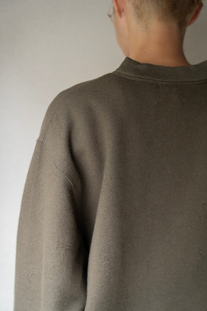 Damage jacquard terry crew neck sweater