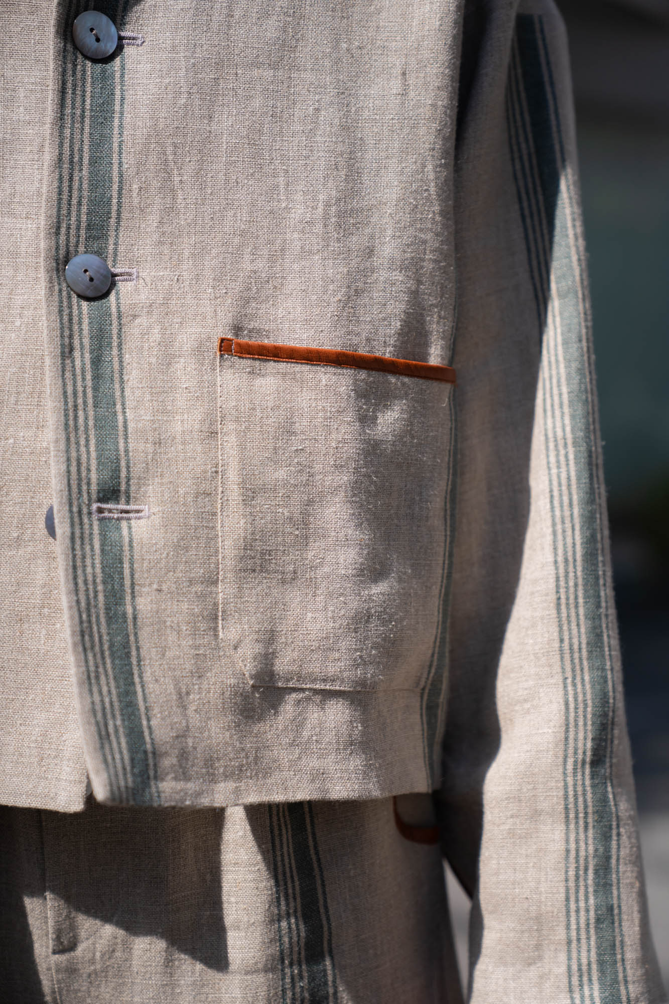 FLLOWER SAK LINEN STRIPE JACKET