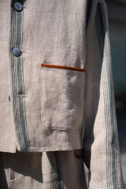 FLLOWER SAK LINEN STRIPE JACKET